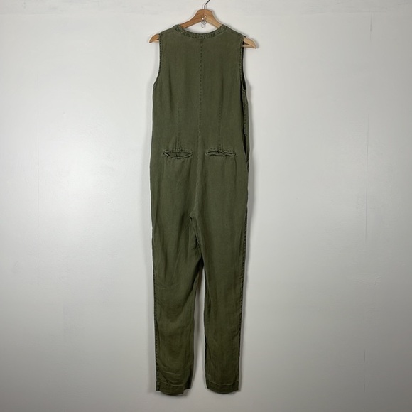 Nicole Miller sleeveless linen jumpsuit women 4 pocket size 4 button closure - Picture 6 of 12